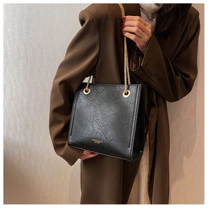 Women Chains Shoulder Bag Texture PU Leather Tote Bags