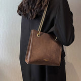 Women Chains Shoulder Bag Texture PU Leather Tote Bags