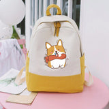 Child Dog Shiba Inu Corgi Printing Backpack Kids Canvas Schoolbag