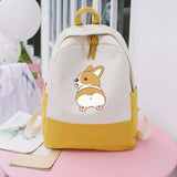 Child Dog Shiba Inu Corgi Printing Backpack Kids Canvas Schoolbag