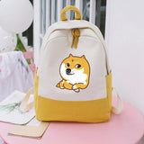 Child Dog Shiba Inu Corgi Printing Backpack Kids Canvas Schoolbag