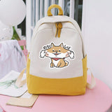 Child Dog Shiba Inu Corgi Printing Backpack Kids Canvas Schoolbag