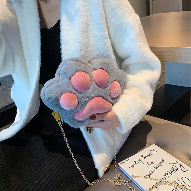 Cat Paw Doll Bag for Kids - Soft Waistbag with Shoulder Chain