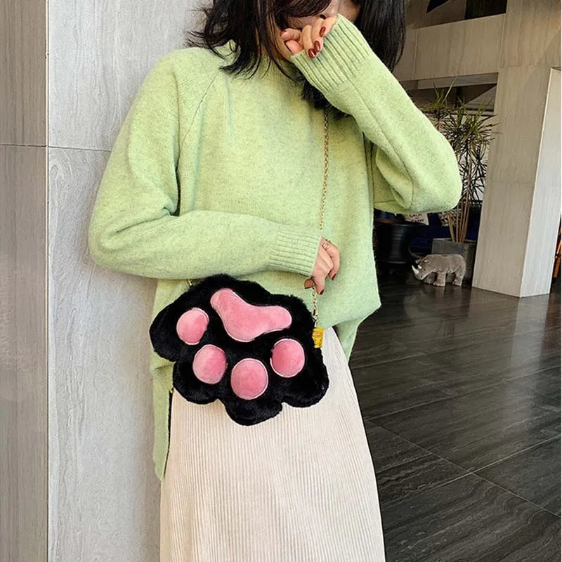 Cat Paw Doll Bag for Kids - Soft Waistbag with Shoulder Chain
