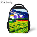 Kids Oil Painting Landscape Print School Backpack for Boys Girls, Age 3-8