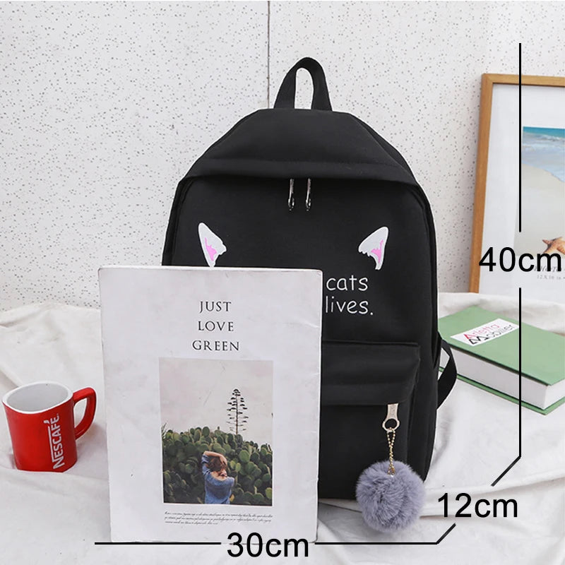 Kids School Backpacks Girls Canvas Shoulder Bags Set