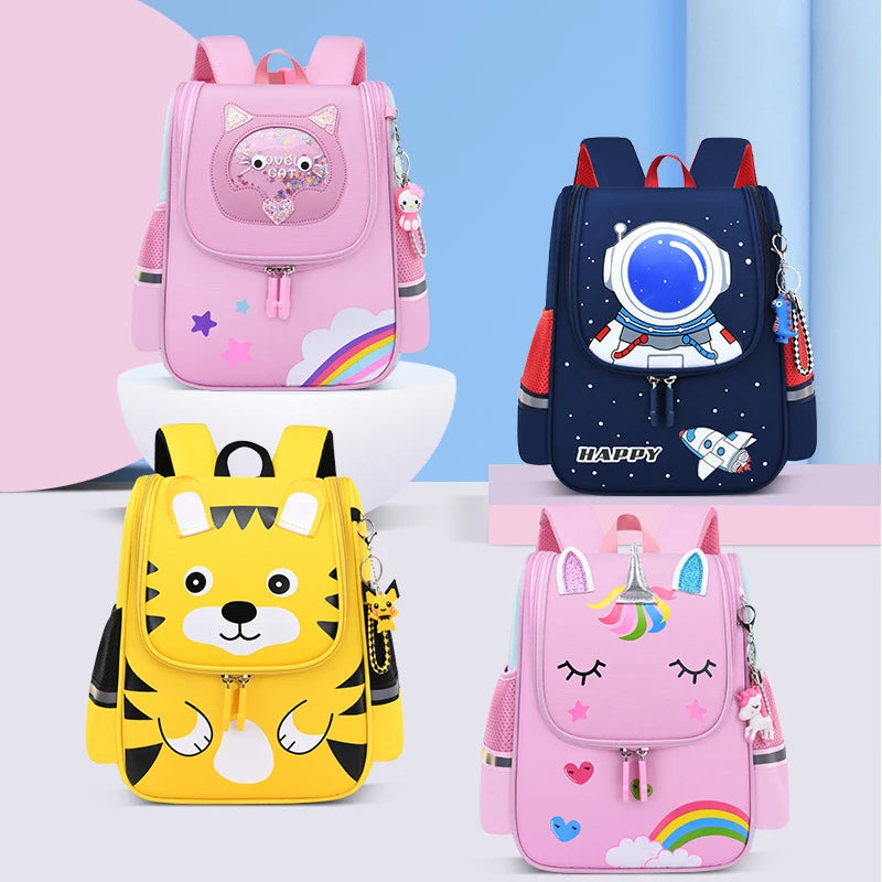 Children Cartoon Backpack Astronaut Printing School Bag Kids Lightweight Bookbag