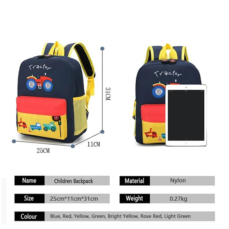 Kids Cartoon Car World Backpack Lightweight School Bag Waterproof Bookbag
