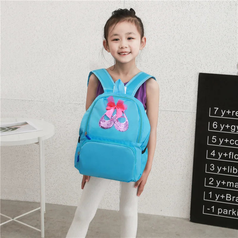 Girls Sequin Bow Latin Ballet Dance Bag School Backpack