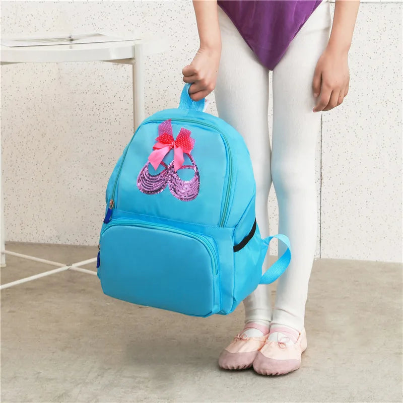 Girls Sequin Bow Latin Ballet Dance Bag School Backpack