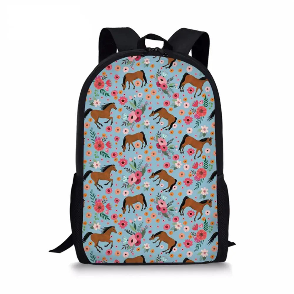 Horse Cartoon School Backpack for Boys Kids School Supplies