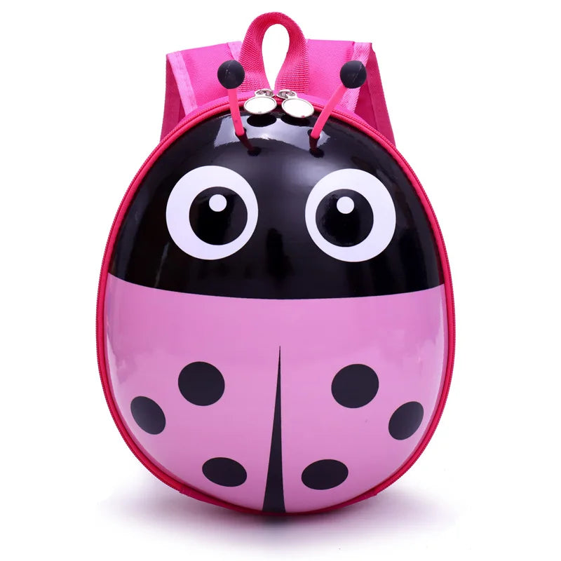 Kids Ladybug School Bag Cartoon Kindergarten Backpack Eggshell