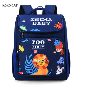 Kids Orthopedic School Backpack Zoo Story Printing Grades 1-3