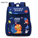 Kids Orthopedic School Backpack Zoo Story Printing Grades 1-3