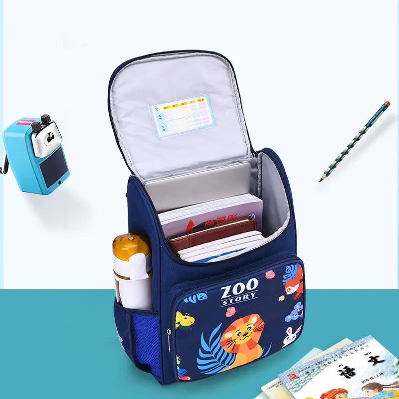 Kids Orthopedic School Backpack Zoo Story Printing Grades 1-3