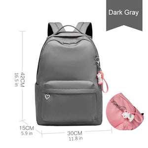 Waterproof Nylon Girls School Backpack Teenager Bag with Lovely Doll Zipper