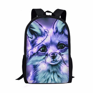 Children School Bag Light Fox Print Kid's Backpack Schoolbag Shoulder Bag
