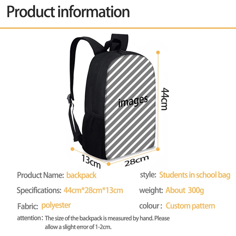 Children School Bag Light Fox Print Kid's Backpack Schoolbag Shoulder Bag