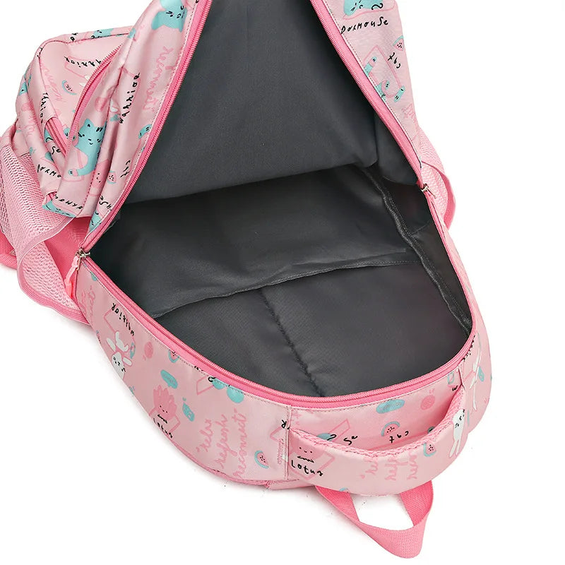 Girls Waterproof School Backpack Cartoon Rabbit Print Kids Book Bag Mochila