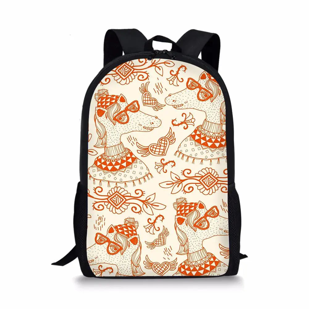 Unicorn Floral Horse Pattern School Backpack for Kids