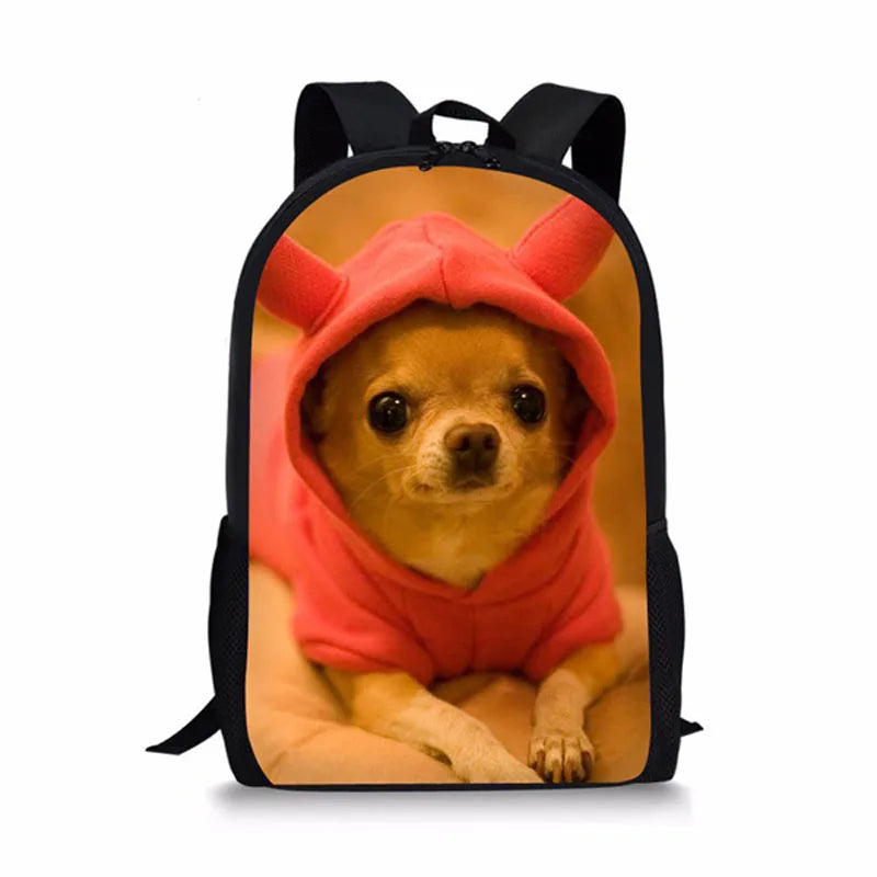 Chihuahua Pattern Kids Backpack Student Book Bags Travel Backpacks