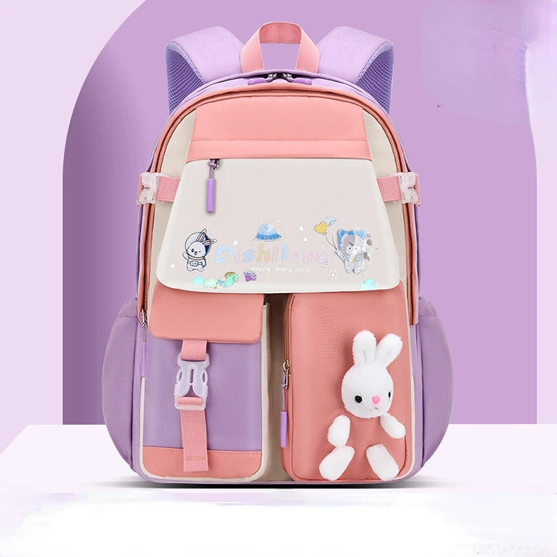 Girls Primary Orthopedic School Backpack Waterproof Kids Book Bag