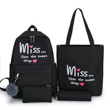 Kids Canvas Backpack Set Girls Schoolbag Travel Bags