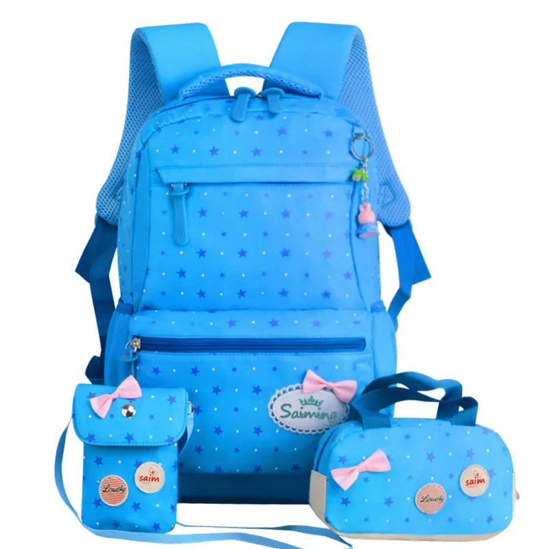 Girls Printing Rucksack Backpacks 3pcs Set Mochila Kids Travel Shoulder Bag