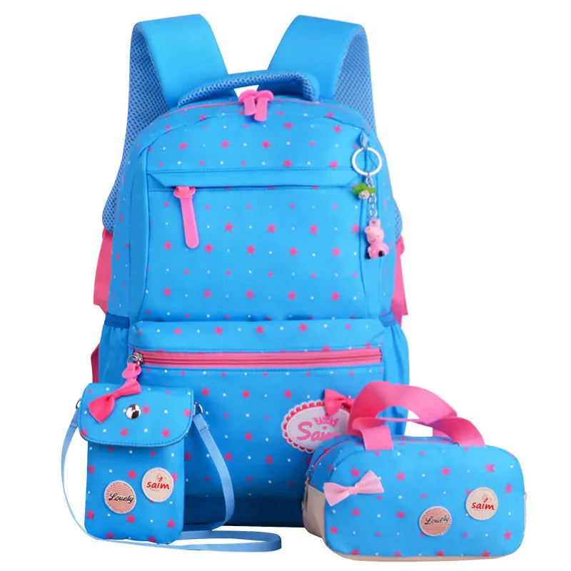 Girls Printing Rucksack Backpacks 3pcs Set Mochila Kids Travel Shoulder Bag