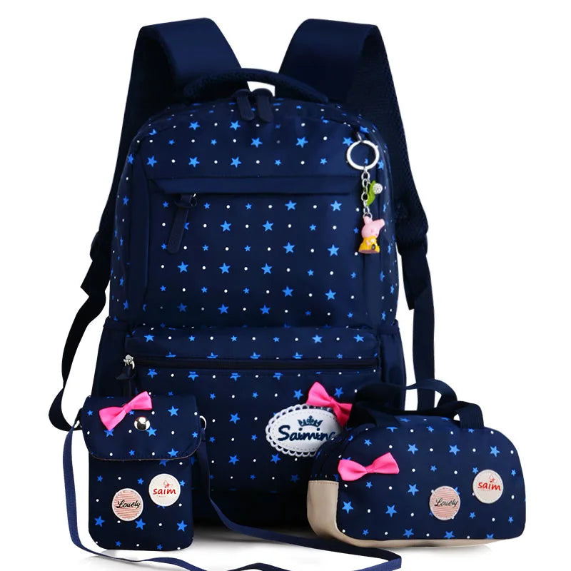 Girls Printing Rucksack Backpacks 3pcs Set Mochila Kids Travel Shoulder Bag