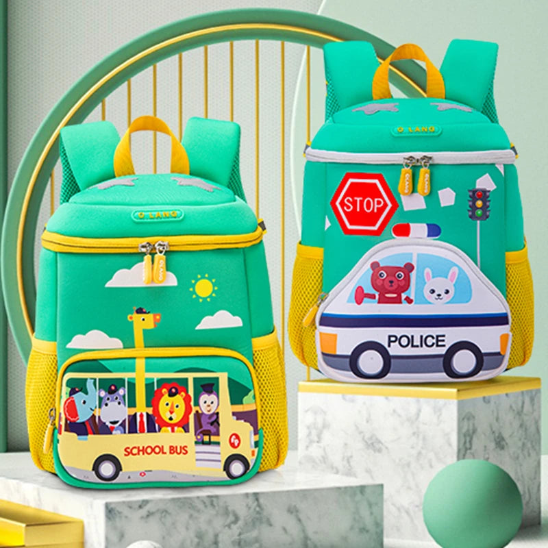 Children School Bags for Boys Girls Kids Cartoon Printing BUS CAR Backpacks