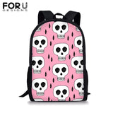 Skull Print School Backpack for Girls Boys