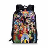 Kids 16-Inch Anime Party School Backpack One-Piece Pattern