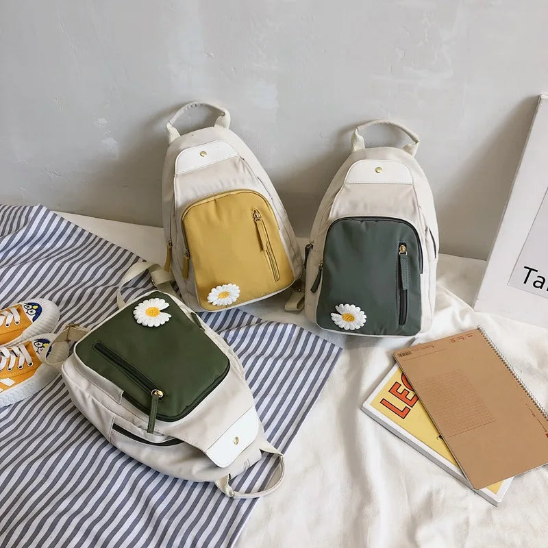 Children's Daisy Canvas Backpack, Girl School Travel Bag