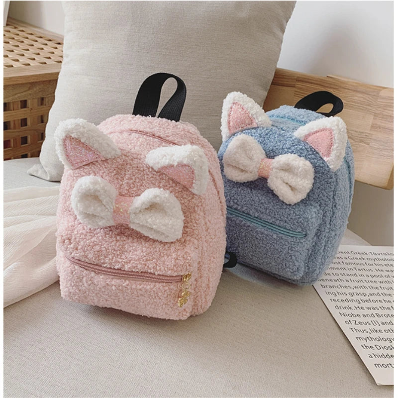 Cat Plush Mini Backpack for Kindergarten Girls