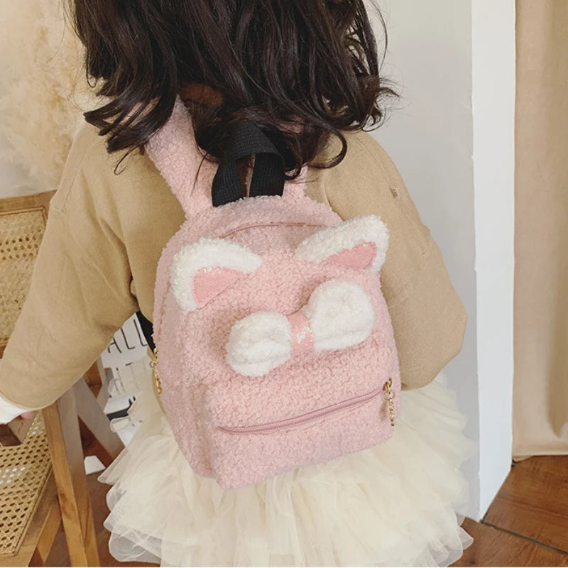 Cat Plush Mini Backpack for Kindergarten Girls