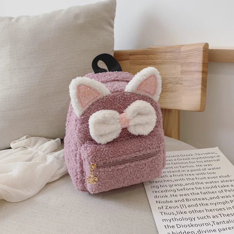 Cat Plush Mini Backpack for Kindergarten Girls