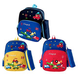 Cartoon Car School Backpack Kid's Backpack Boys Waterproof Colorblock Bagpack