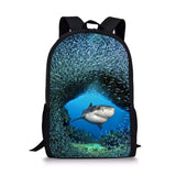 Children's Coral Shark Printing Backpack for Primary School