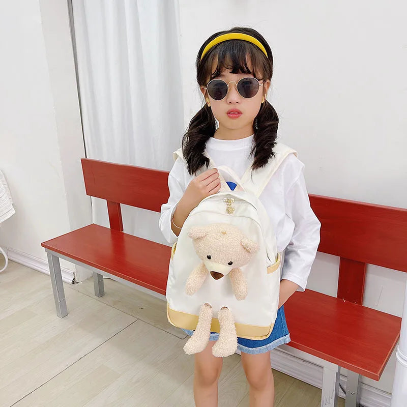 Kids School Bags Kindergarten Backpacks Bear Doll Bags Lightweight