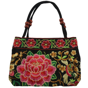 Chinese Style Embroidery Women Handbag Red Peony
