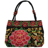 Chinese Style Embroidery Women Handbag Red Peony