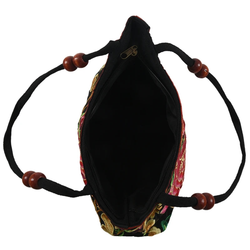 Chinese Style Embroidery Women Handbag Red Peony