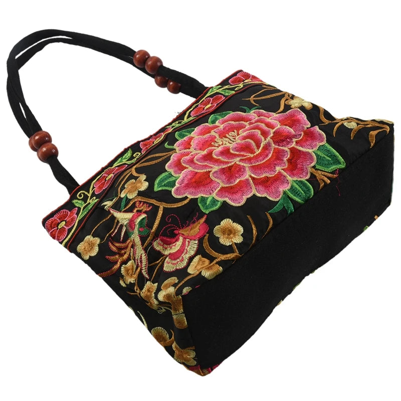 Chinese Style Embroidery Women Handbag Red Peony