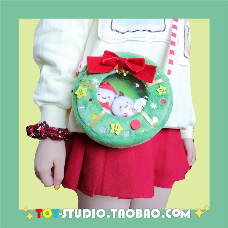 Japanese Girl Heart Soft Bag with Christmas Bow Design