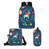 Christmas Three-piece Backpack Creative Polyester Comfortable Burden Reduction