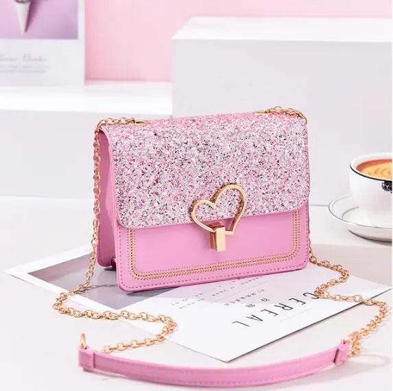 Chuwanglin Chain Messenger Bag Small Flap Sequin Leather Female Bag T92204