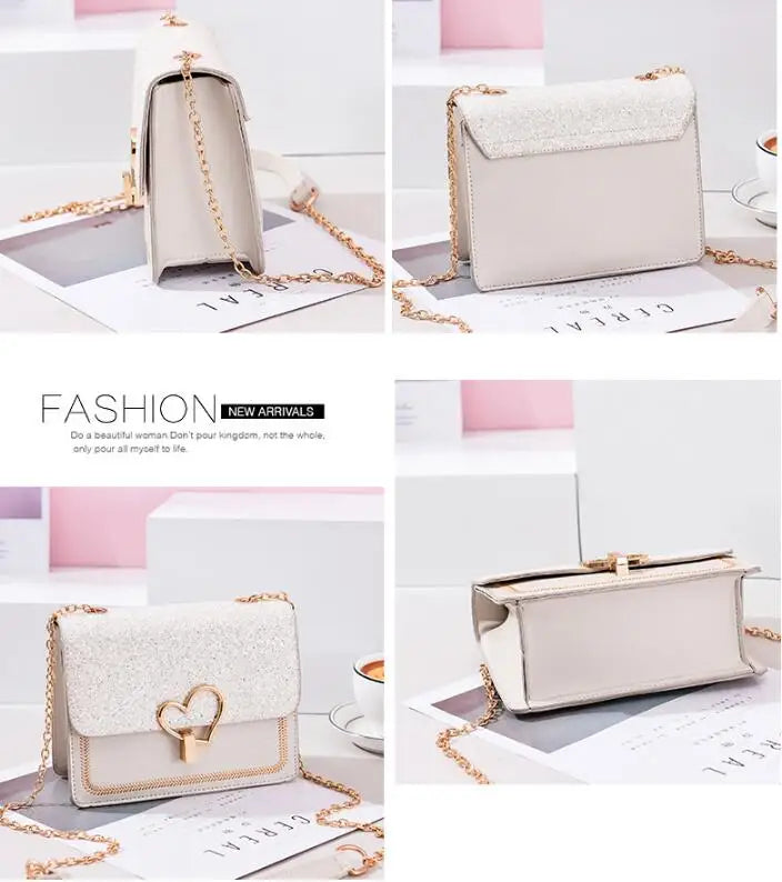 Chuwanglin Chain Messenger Bag Small Flap Sequin Leather Female Bag T92204