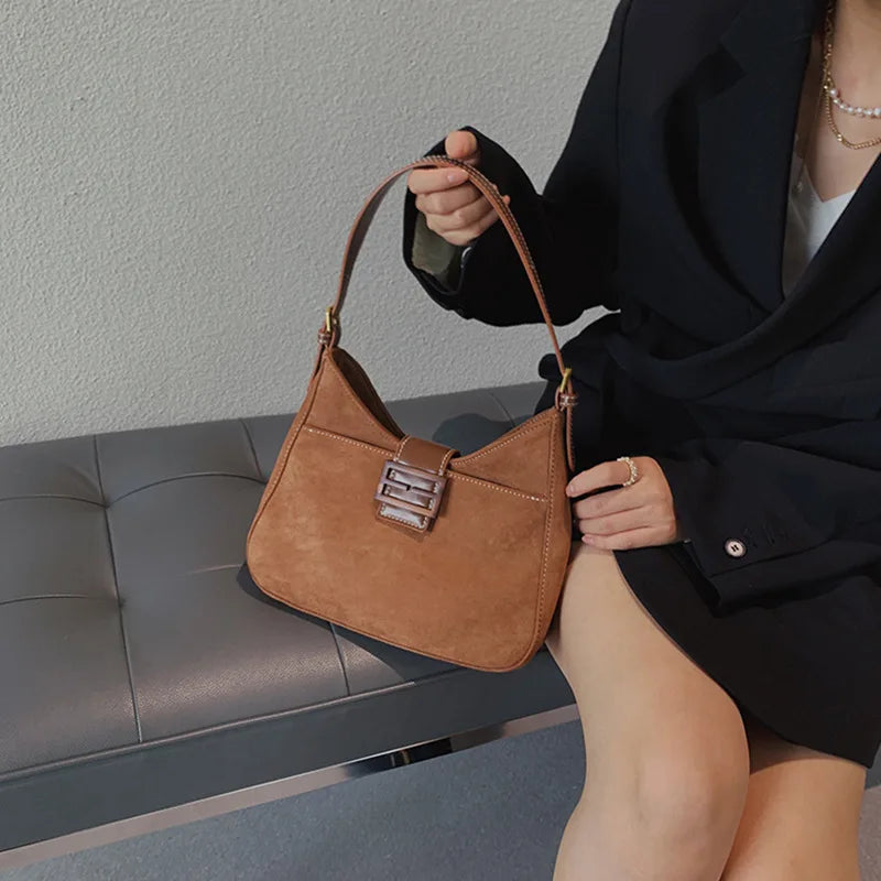 Chuwanglin Matte Suede Women Handbags Retro Shoulder Totes Bags
