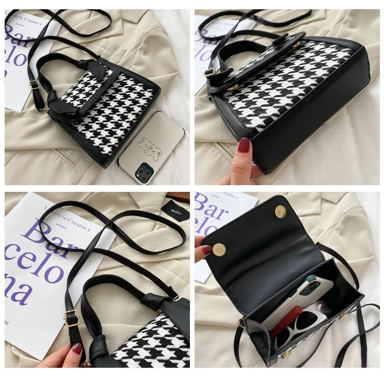 Chuwanglin Plaid Crossbody Handbag Totes Women Casual Leather Shoulder Purse